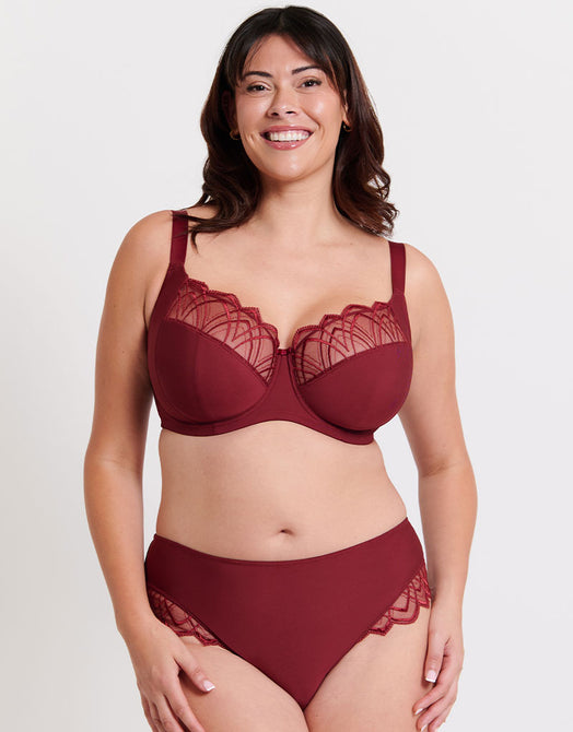 Flirtelle Emilie Deco Full Cup Side Support Bra Oxblood